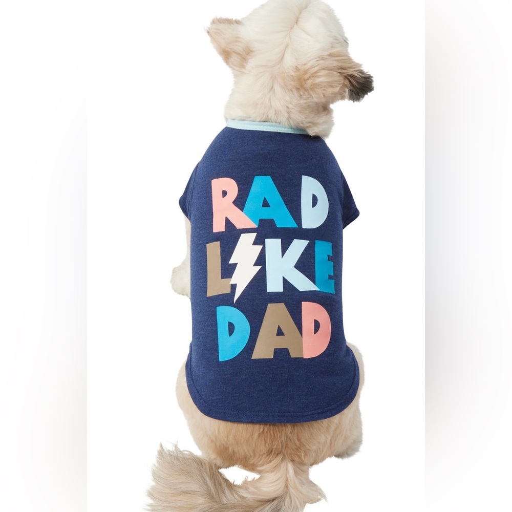 WAG-A-TUDE “Rad Like Dad” Puppy Dog T-Shirt Color Heather Blue Size Small EUC